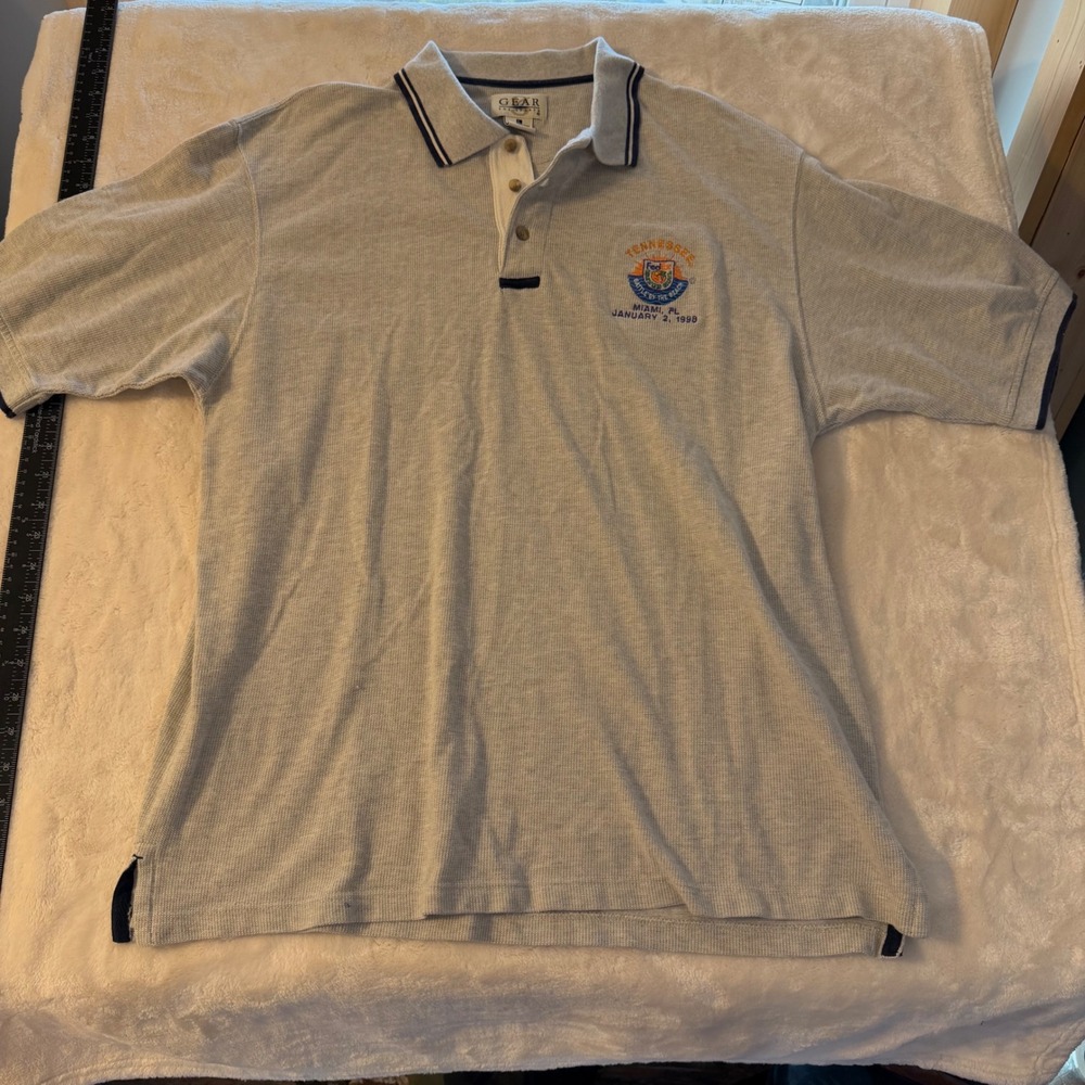Vintage 1998 Tennessee Orange Bowl Polo Shirt Gear For Sports Mens L Gray